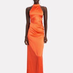 NWT Stretch-Silk Halter Gown